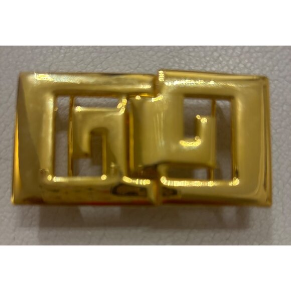 Vintage Dottie Smith Gold-Tone Buckle With Greek Key Design - Picture 1 of 9